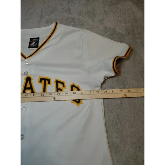 Authentic Majestic Pittsburgh Pirates Youth White Jersey Large - Genuine MLB - Picture 6 of 8